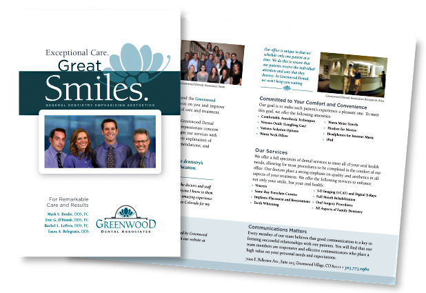 Greenwood Dental Associates Printed Pieces